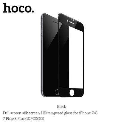 HOCO G5 Full Silk Screen HD Tempered Glass For iP7/8 Plus - 10 Pack