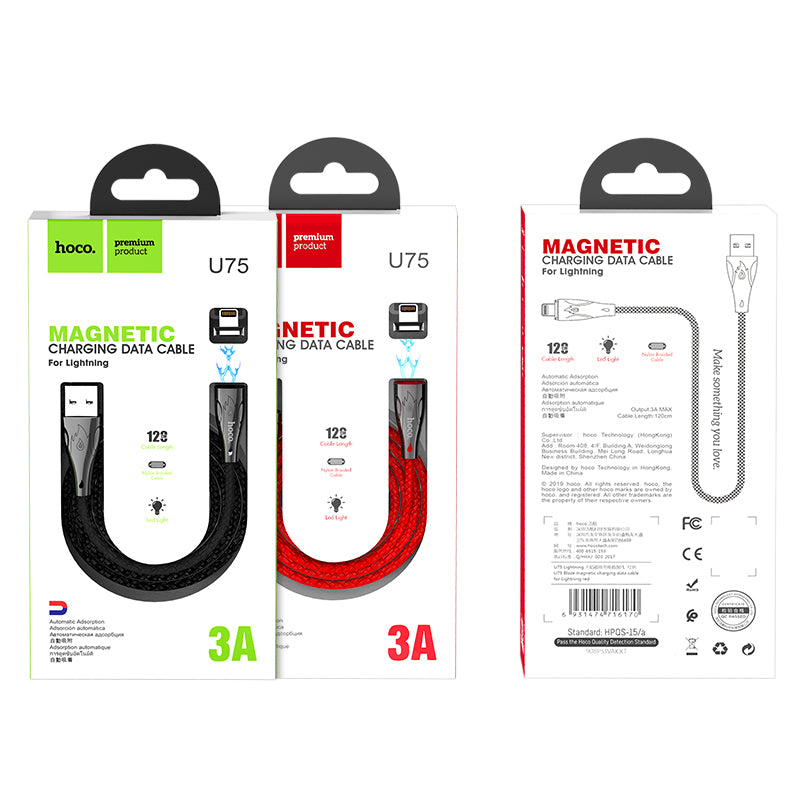 HOCO U75 Blaze magnetic Lightning charging Cable - Black