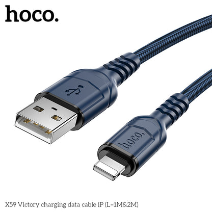 HOCO X59 Victory charging data cable iP(L=2M) Black