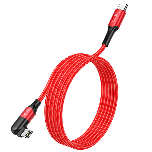 HOCO U100 PD Type C to Lightning Rotate Fast Charging sync cable - Red
