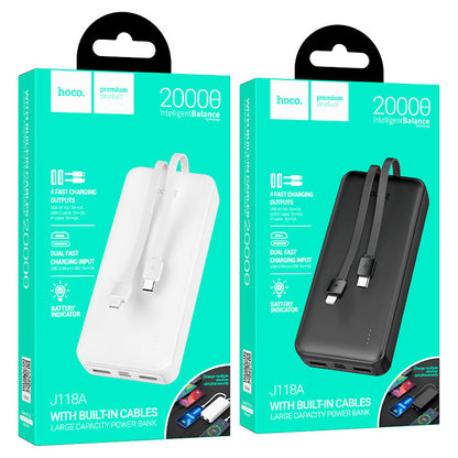 Hoco J118A Speed energy power bank with cable(20000mAh) - White