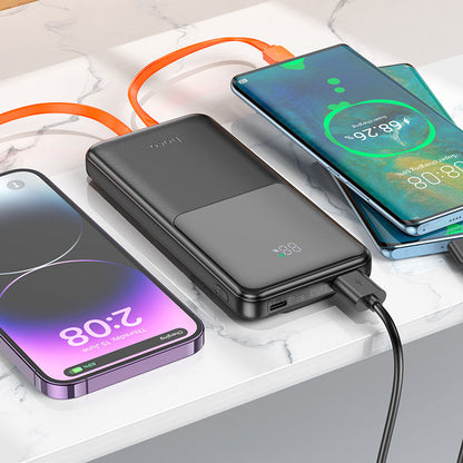 Hoco J119 Sharp charger 22.5W+PD20 fully compatible power bank with digital display and cable(10000mAh) - White