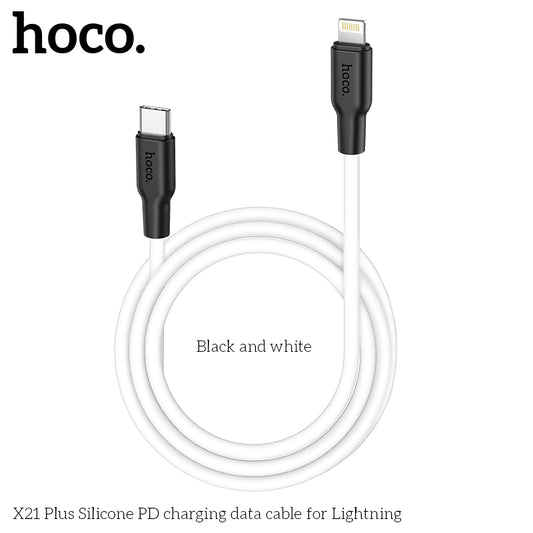 HOCO X21 Plus Silicone PD Type-C to Lightning Cable - White