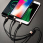 HOCO X26 Xpress one pull three charging cable,lightning+Micro+Type-c L=1M