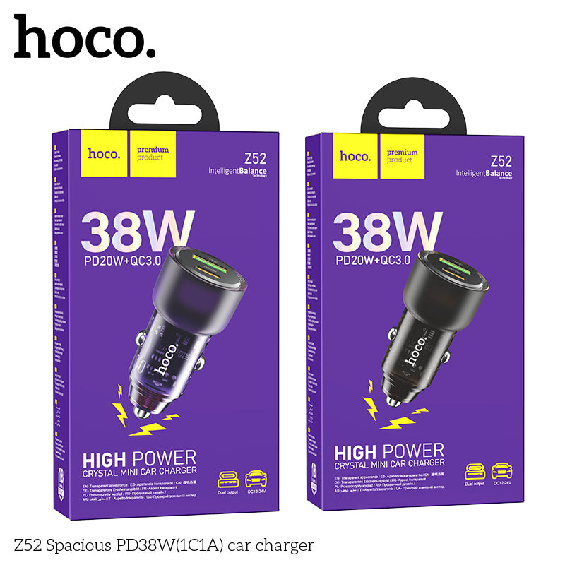 HOCO Z52 Spacious PD38W(1C1A) car charger - Black