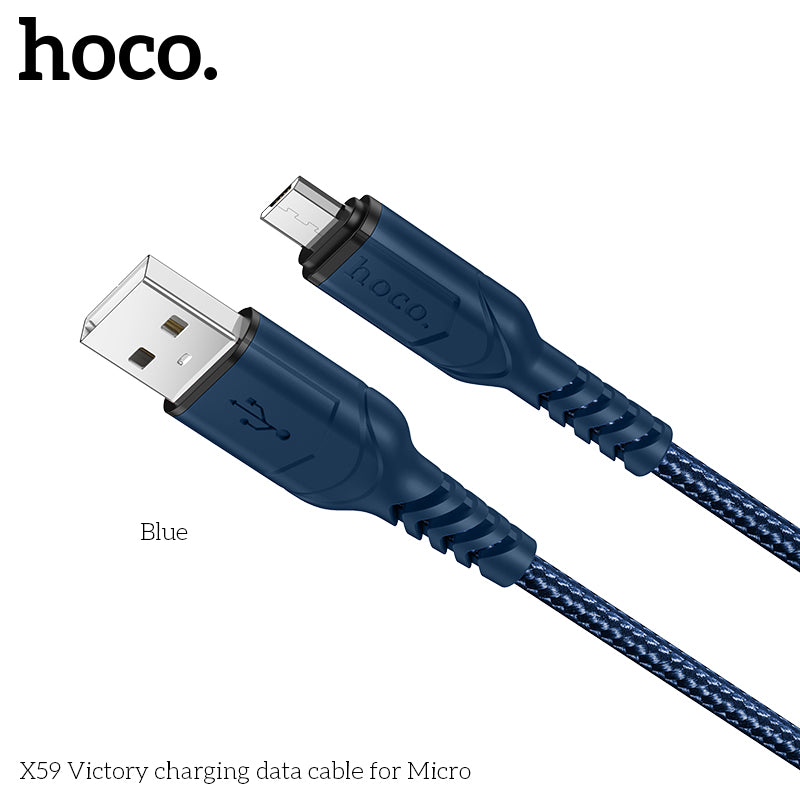 HOCO X59 Victory charging data cable for Micro Blue