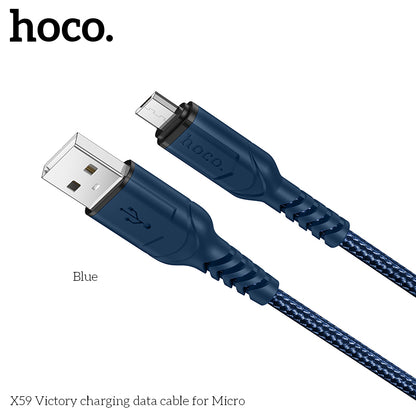 HOCO X59 Victory charging data cable for Micro Blue