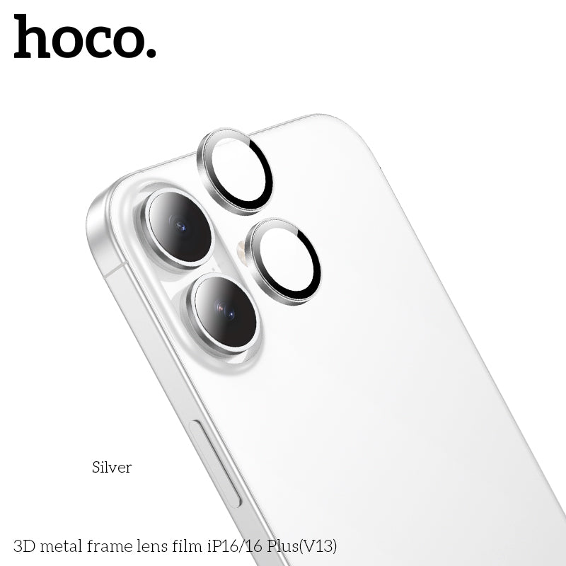 HOCO 3D metal frame lens film iP16/16 Plus(V13) - Silver