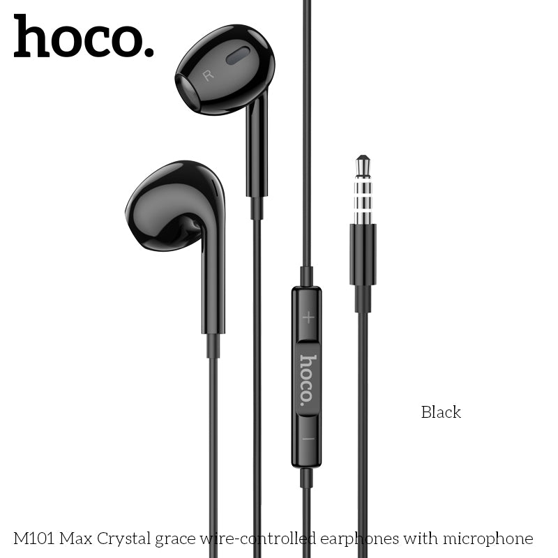 HOCO M101 Max Crystal grace wire-controlled earphones with microphone blk aux