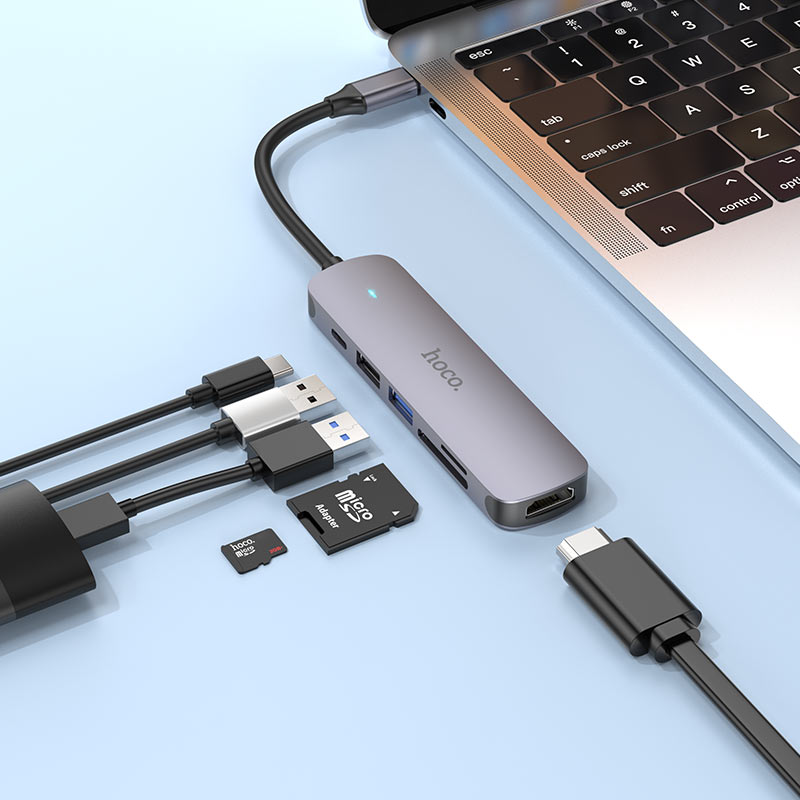 HOCO HB28 Type-C multi-function converter(HDTV+USB3.0+USB2.0+SD+TF+PD)