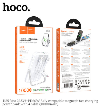 J135 Rico 22.5W+PD20W 10000mAh Magsafe + 4 Cables + Stand fast charging power bank - Black