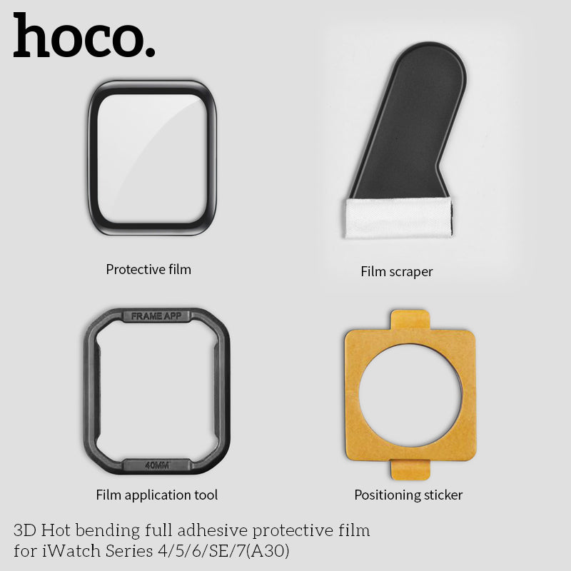 Hoco A30 3D Hot Bending Full Screen Protection Film For iWatch 4/5/6/SE - 40mm