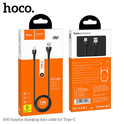 X45 Silicon Type-C Fast Charging Cable - Black (L=1M)