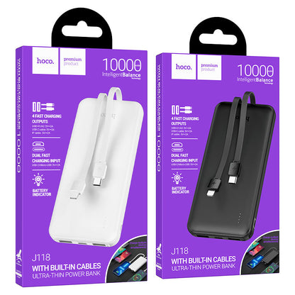 Hoco J118 Speed energy power bank with cable(10000mAh) - White