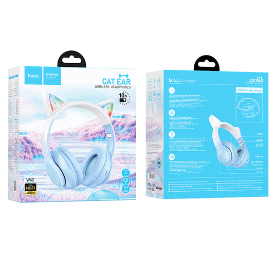 HOCO W42 Cat ears BT headphones - Crystal Blue
