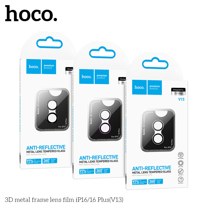 HOCO 3D metal frame lens film iP16/16 Plus(V13) - Pink