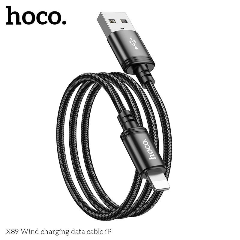 Hoco X89 Wind charging data cable iP - Black