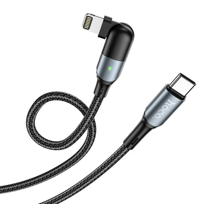 HOCO U100 PD Type C to Lightning Rotate Fast Charging sync cable - Black