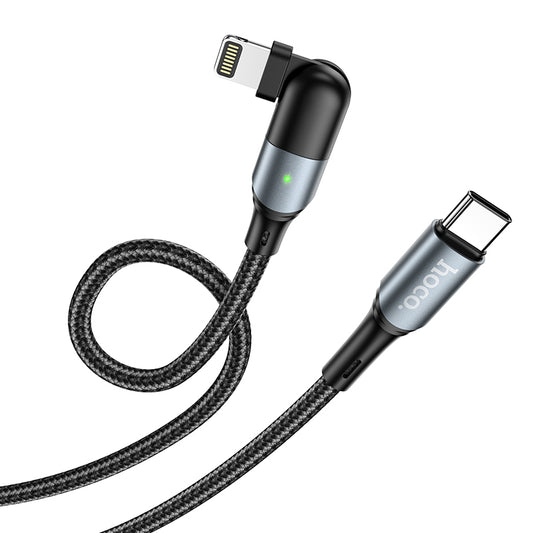 HOCO U100 PD Type C to Lightning Rotate Fast Charging sync cable - Black