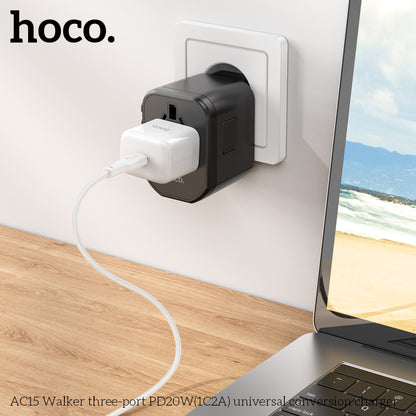 HOCO AC15 Walker three-port PD20W(1C2A) universal conversion charger