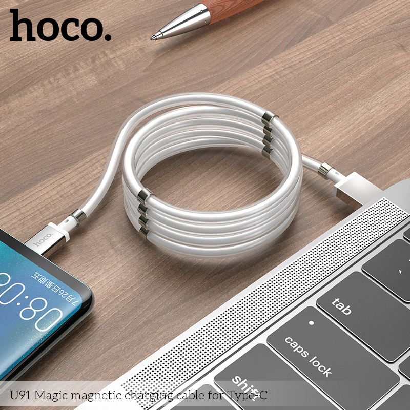 U91 Magic magnetic Type C Charging Cable - White