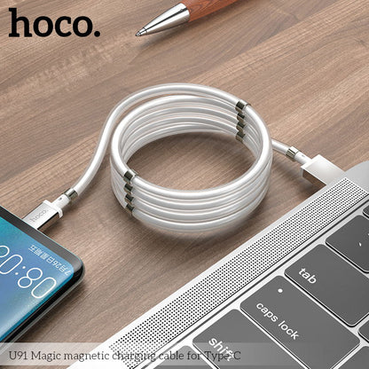U91 Magic magnetic Type C Charging Cable - White