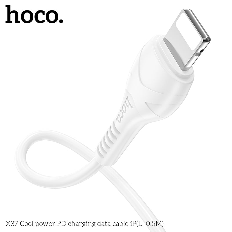 HOCO X37 Cool power charging data cable for iP(L=0.5M) White