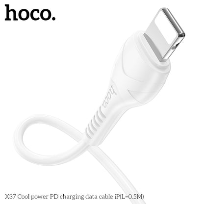 HOCO X37 Cool power charging data cable for iP(L=0.5M) White
