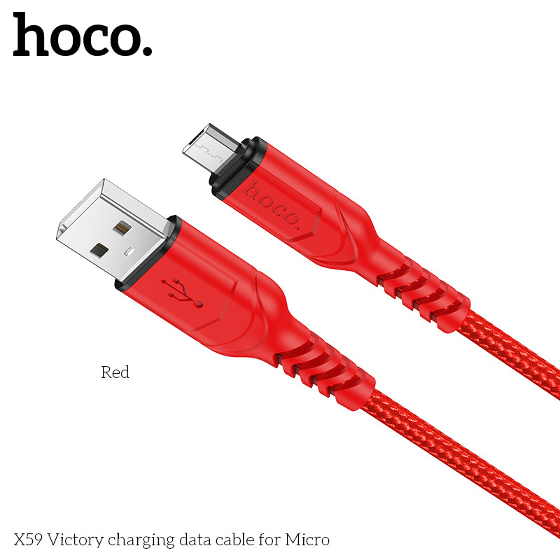 HOCO X59 Victory charging data cable for Micro Blue