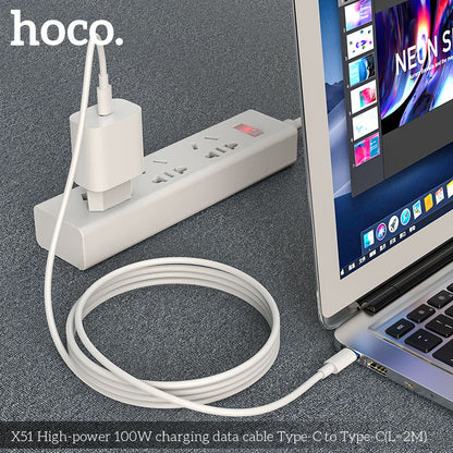X51 Type-C to Type-C 100W Super High Power Charging Cable Laptop (L=2M)- White
