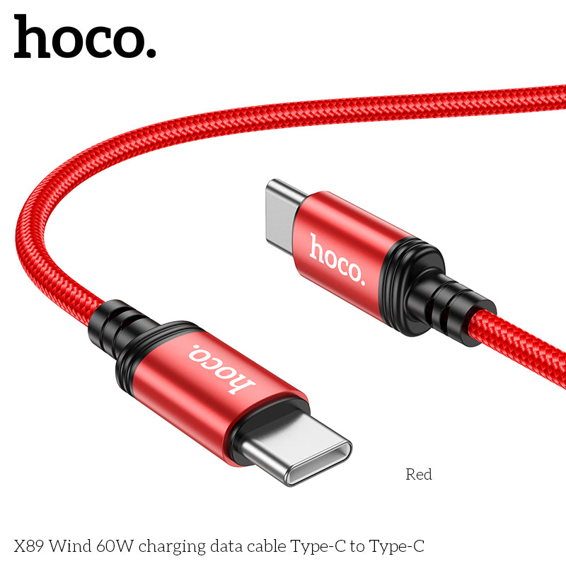 Hoco X89 Wind 60W Braid charging data cable Type-C to Type-C - Black