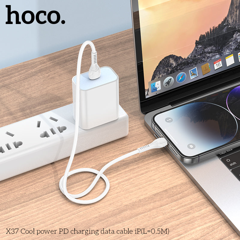 HOCO X37 Cool power charging data cable for iP(L=0.5M) White