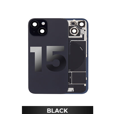 Iphone 15 Back Glass With Camera Lens + Magnet + Wireless Flex Charger OEM - Black