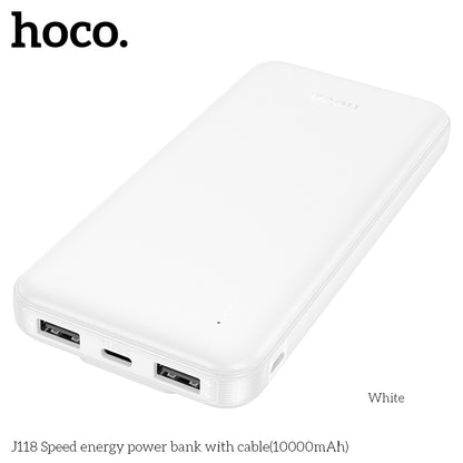 Hoco J118 Speed energy power bank with cable(10000mAh) - Black