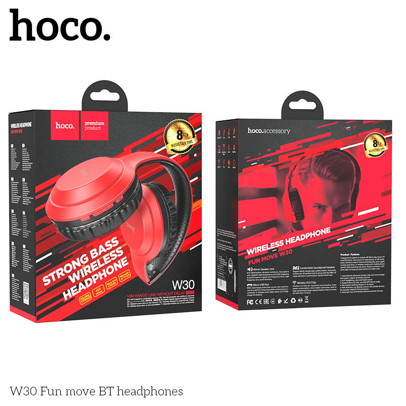 W30 Fun move BT headphones - Red