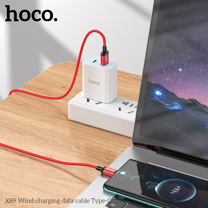 Hoco X89 Wind charging data cable Type-C - Black