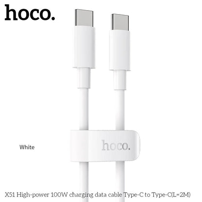X51 Type-C to Type-C 100W Super High Power Charging Cable Laptop (L=2M)- White
