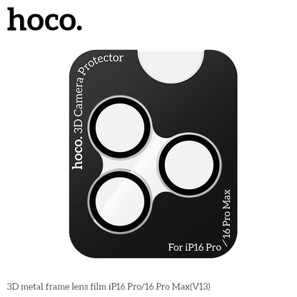 HOCO 3D metal frame lens film iP16 Pro/16 Pro Max(V13) - Titanium Gold