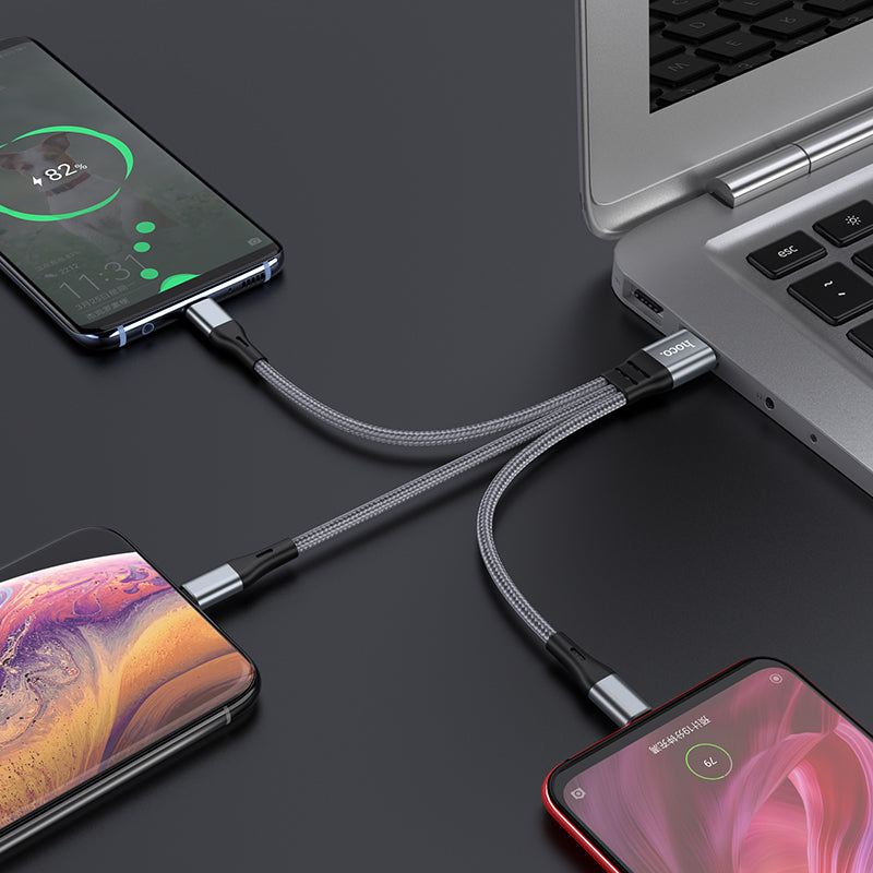 HOCO X47 3-in-1 Harbor charging cable(Lightning+Micro+Type-C) L=0.25M