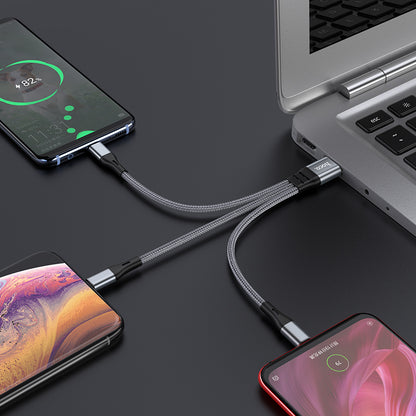 HOCO X47 3-in-1 Harbor charging cable(Lightning+Micro+Type-C) L=0.25M