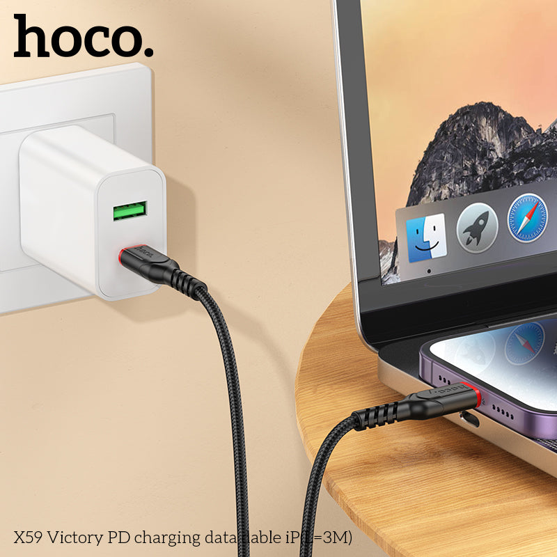 HOCO X59 Victory PD Type-C to Lightning charging  cable iP(L=3M) - Black [BW50]