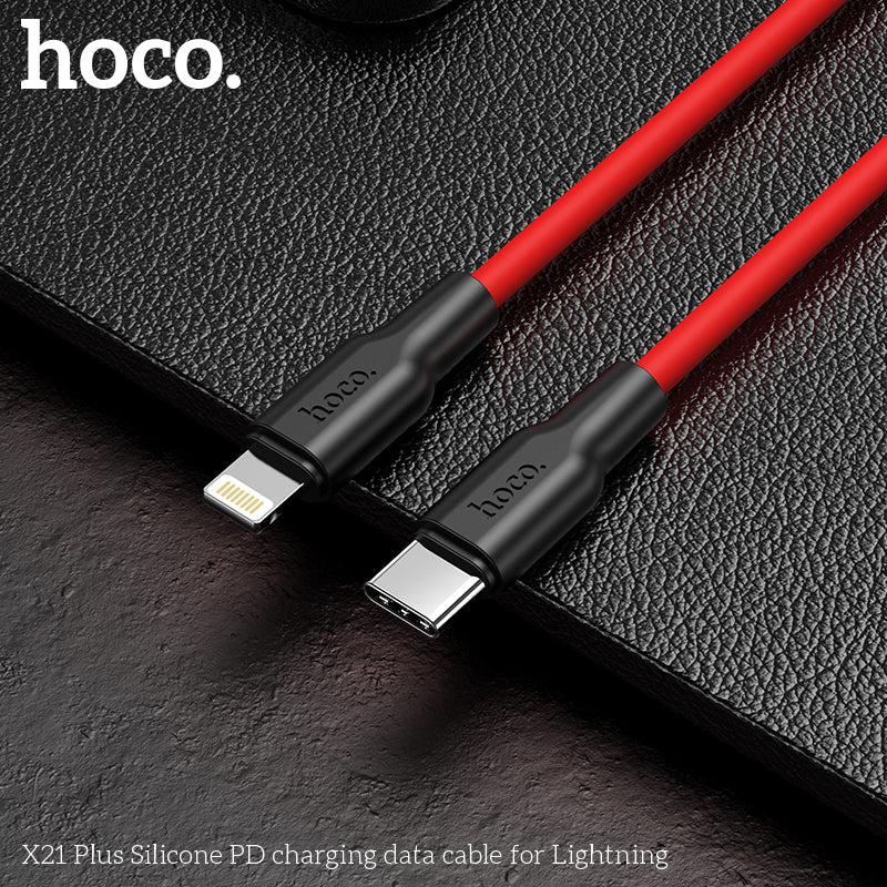 HOCO X21 Plus Silicone PD Type-C to Lightning Cable - Red
