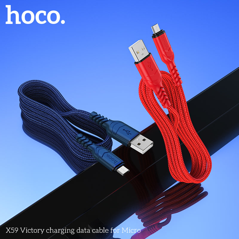 HOCO X59 Victory charging data cable for Micro Blue