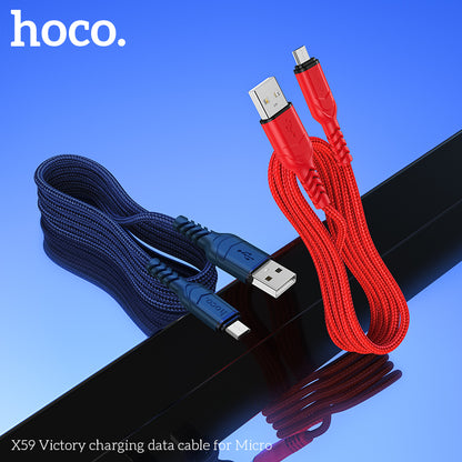 HOCO X59 Victory charging data cable for Micro Blue