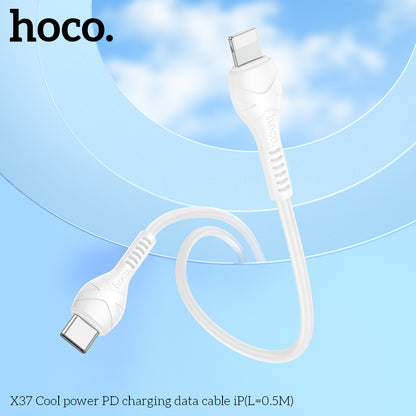 HOCO X37 Cool power PD charging data cable iP(L=0.5M) White