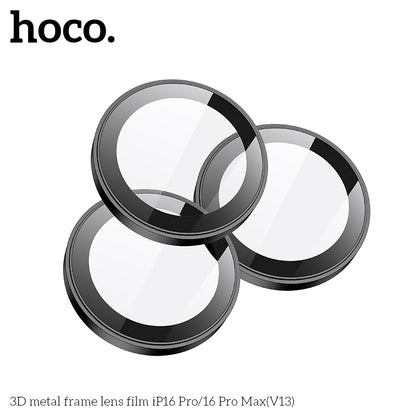 HOCO 3D metal frame lens film iP16 Pro/16 Pro Max(V13) - Titanium Gold