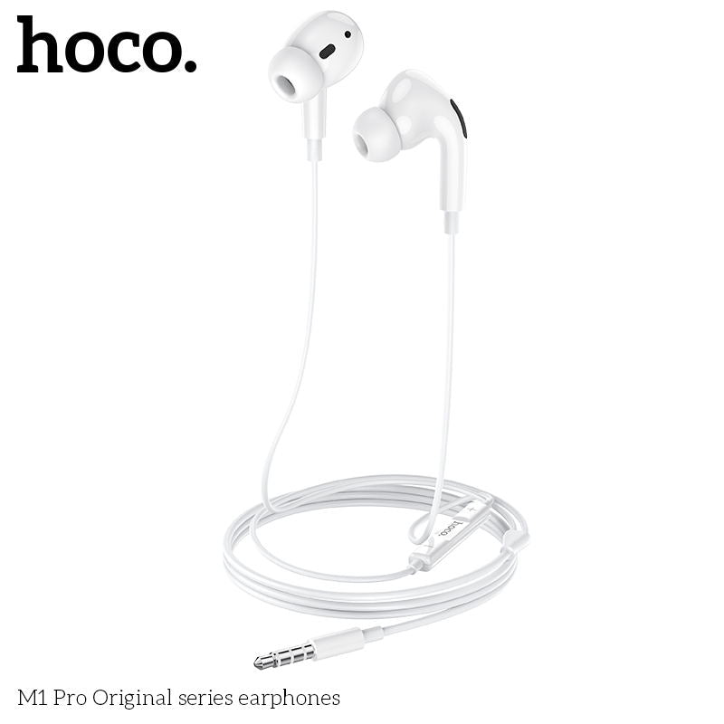 HOCO M1 Pro Stereo Wired Earphone with Mic 3.5mm Jack - White