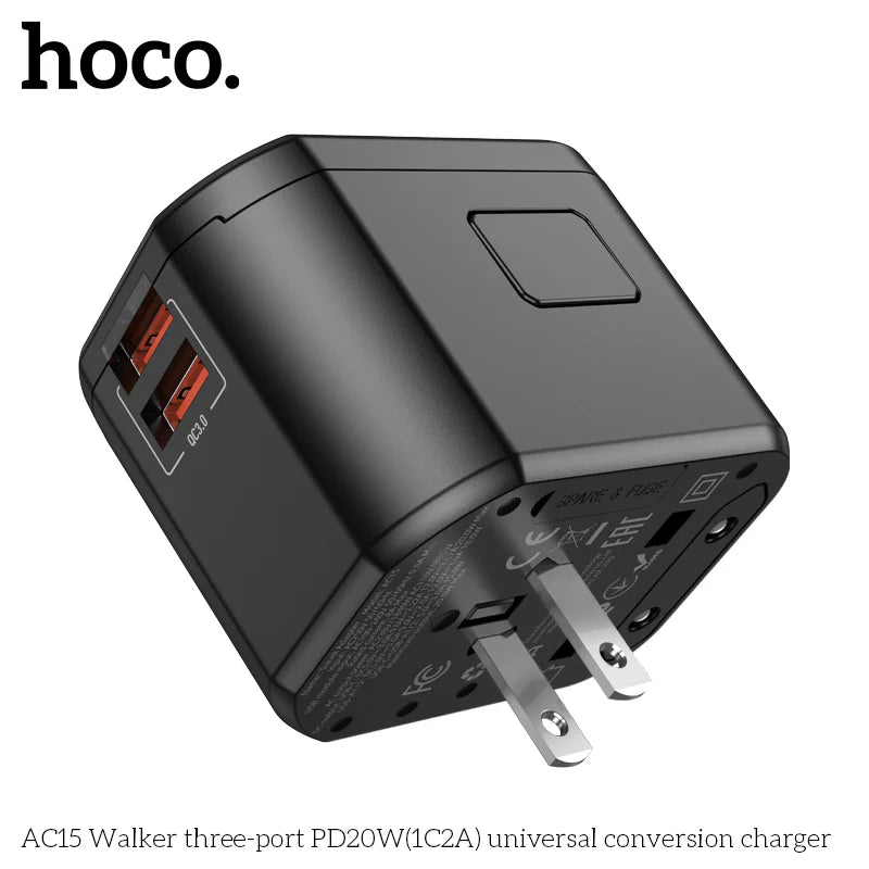 HOCO AC15 Walker three-port PD20W(1C2A) universal conversion charger