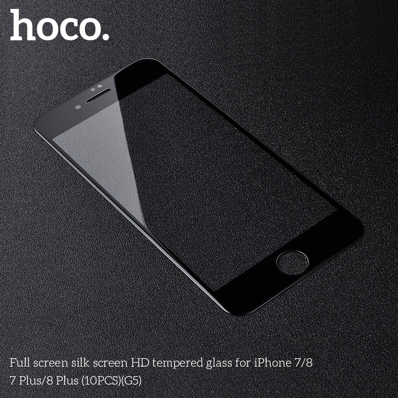 HOCO G5 Full Silk Screen HD Tempered Glass For iP7/8 Plus - 10 Pack