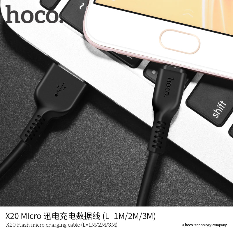 HOCO X20 Micro Charging Cable - Black (L=3M)